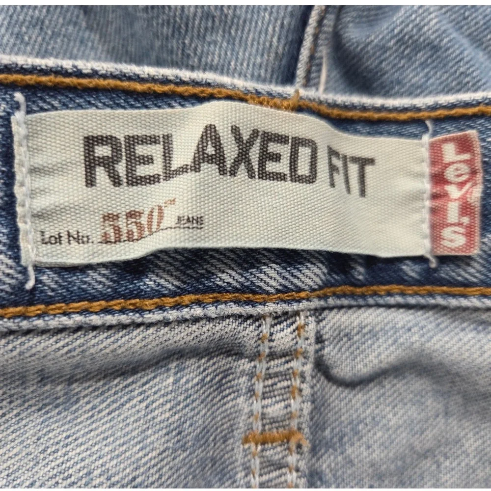 Levis 550 Relaxed Fit Jeans Men 38x34 Light Wash Blue Tapered Denim Cotton Zip